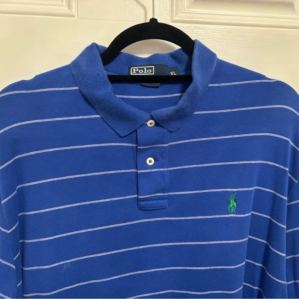 Polo Ralph Lauren Blue Striped Polo Shirt Men’s XL Classic Fit 100% Cotton